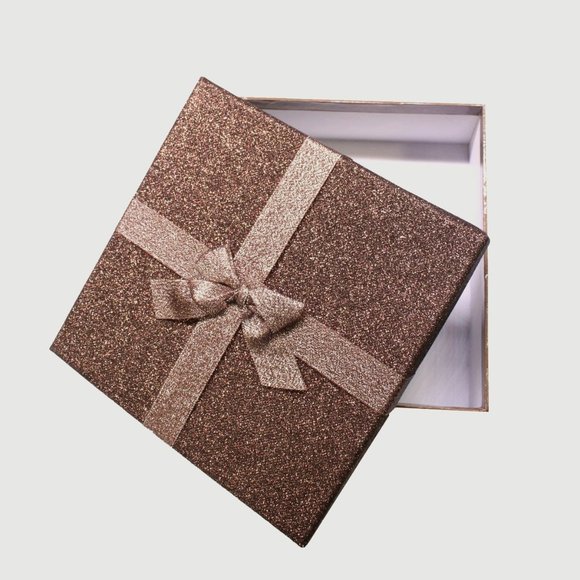 coffee and Gold Glitter Box with Bow - 7466 - Picture 1 of 4